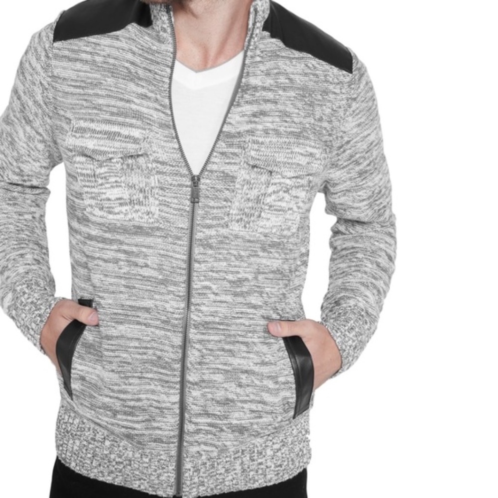 New GUESS Drian Mock-Neck Zip Men's Sweater SZ M
